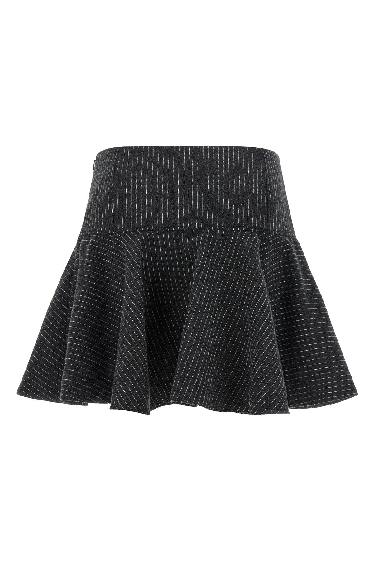the mini skirt ganni in pinstriped flannel is built