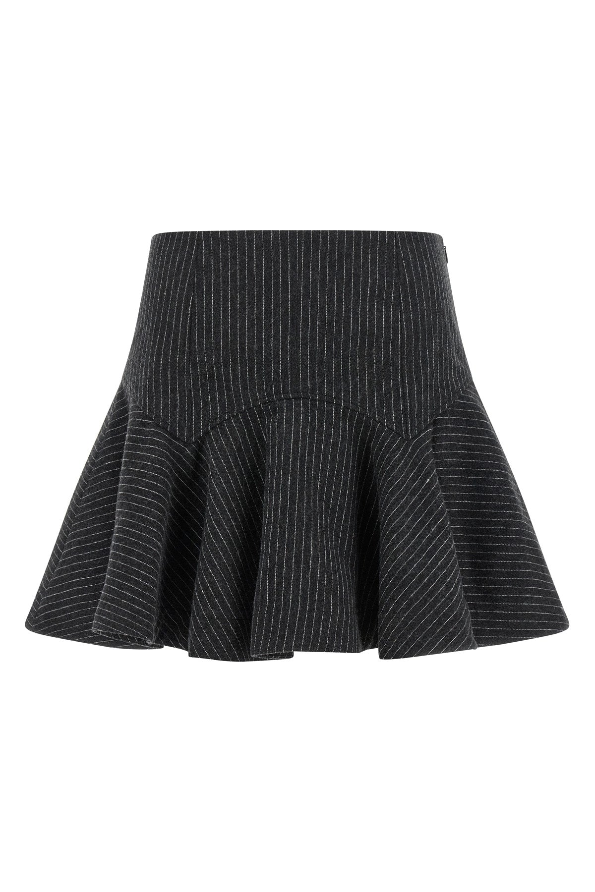 the mini skirt ganni in pinstriped flannel is built