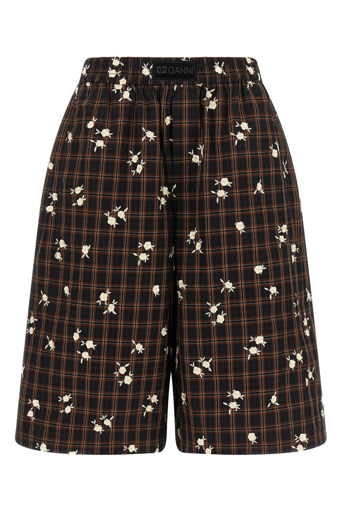GANNI 34 gannis check flower bermuda shorts present a masterful balance between sartor