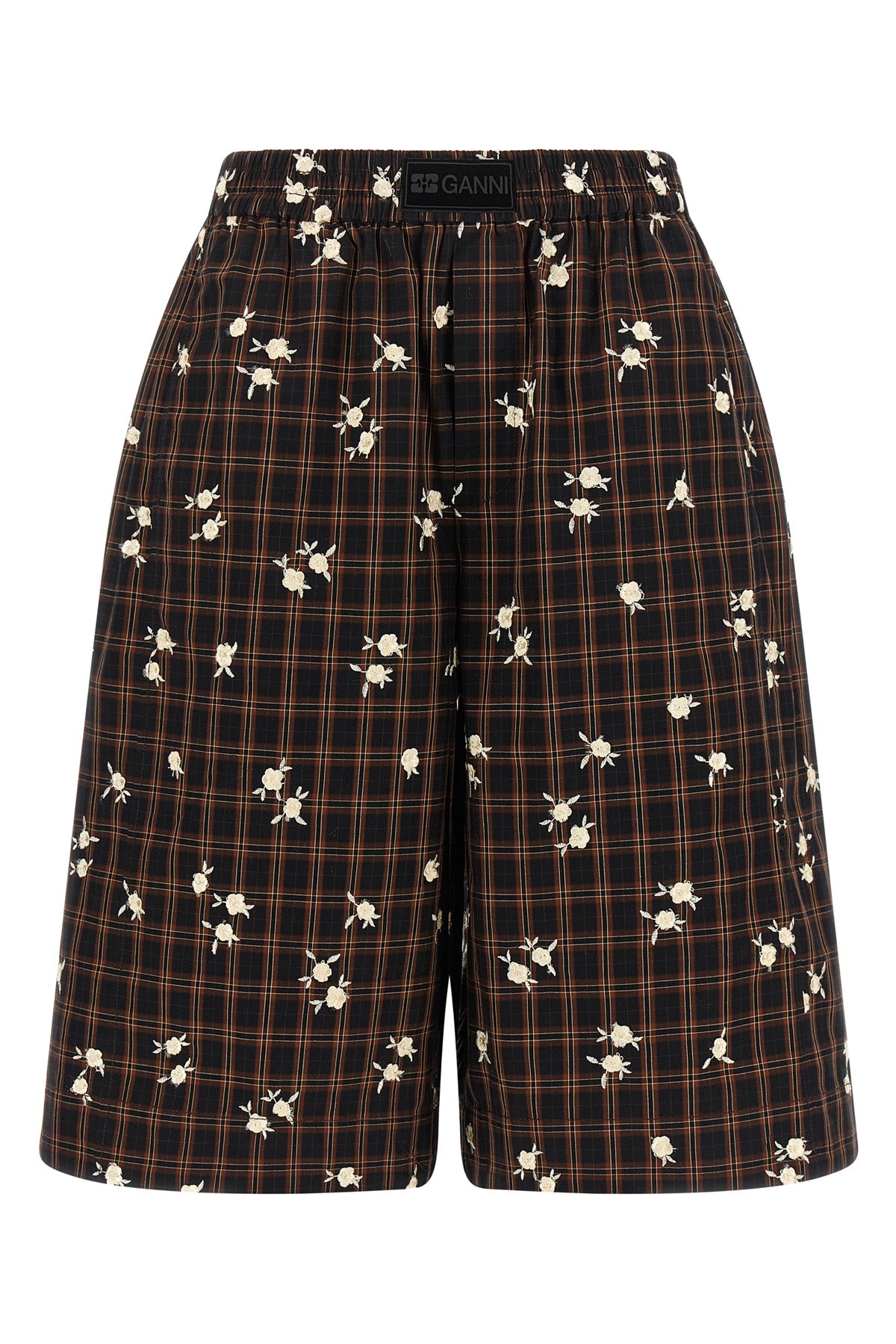gannis check flower bermuda shorts present a masterful balance between sartor