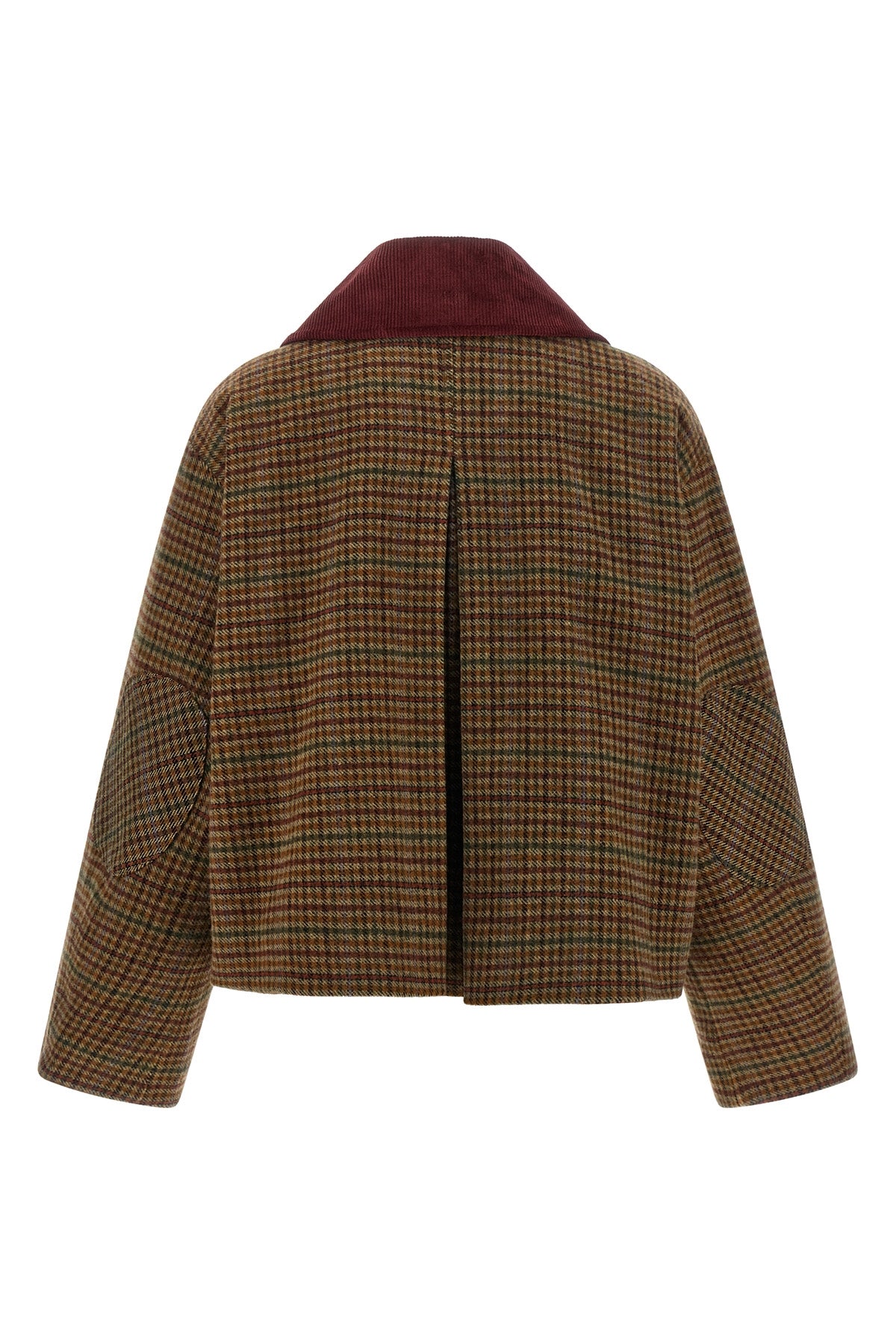 the ganni short jacket redefines the proportions of the outerwear through a boxy