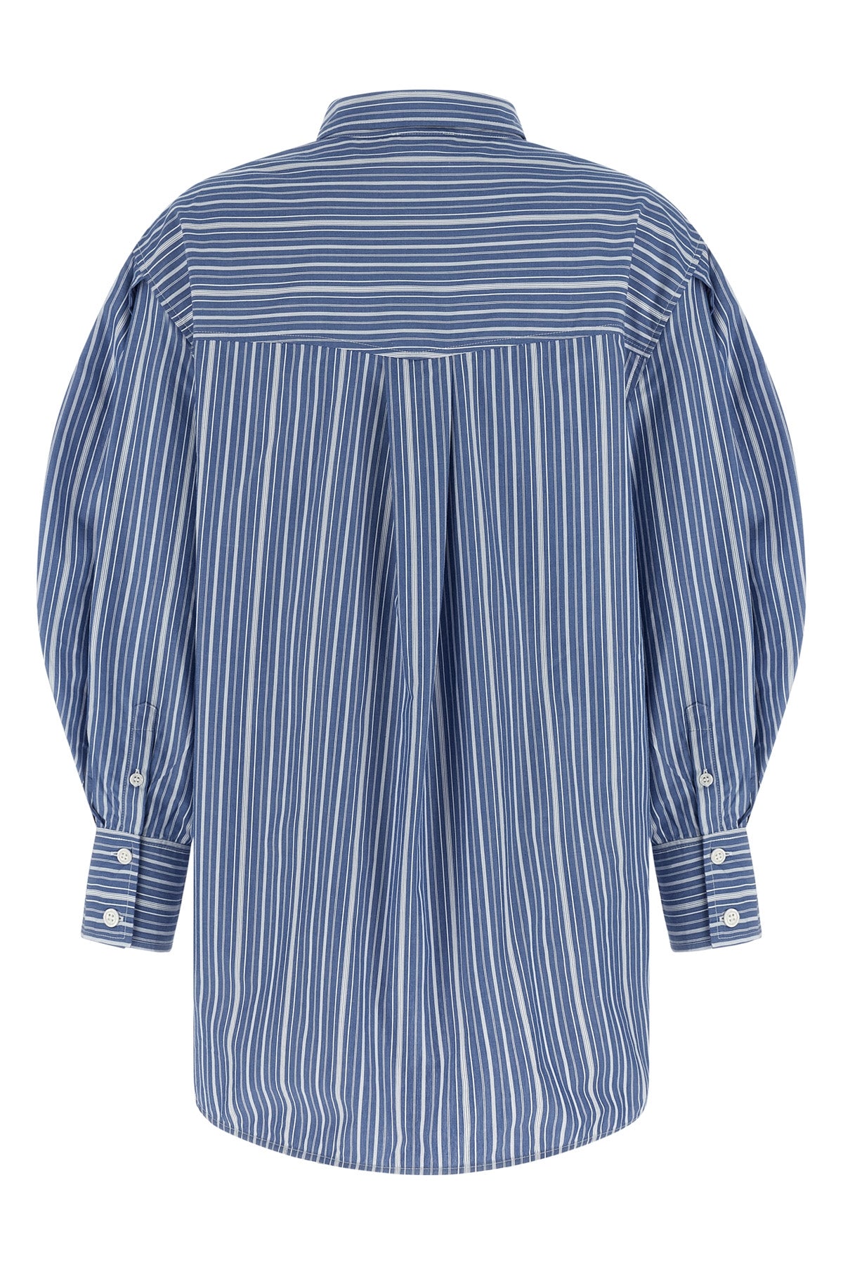 the ganni striped shirt redefines the codes of everyday tailoring through unexpe