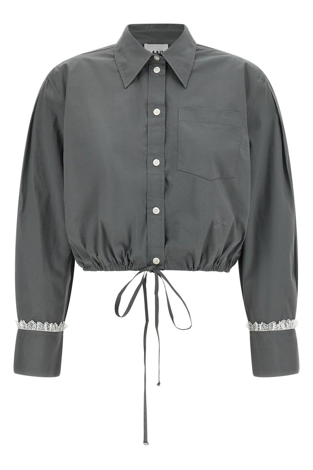 GANNI 34 the ganni cropped shirt reinterprets the classic silhouette through shortened pr