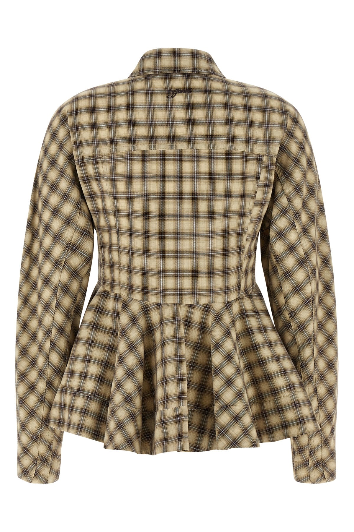 the check flannel peplum ganni shirt is made of pure cotton flannel