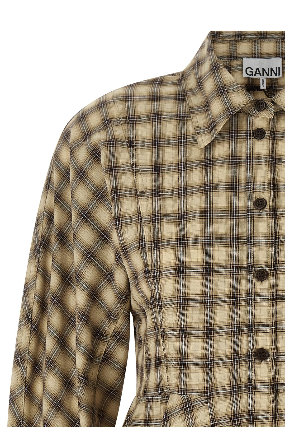 the check flannel peplum ganni shirt is made of pure cotton flannel