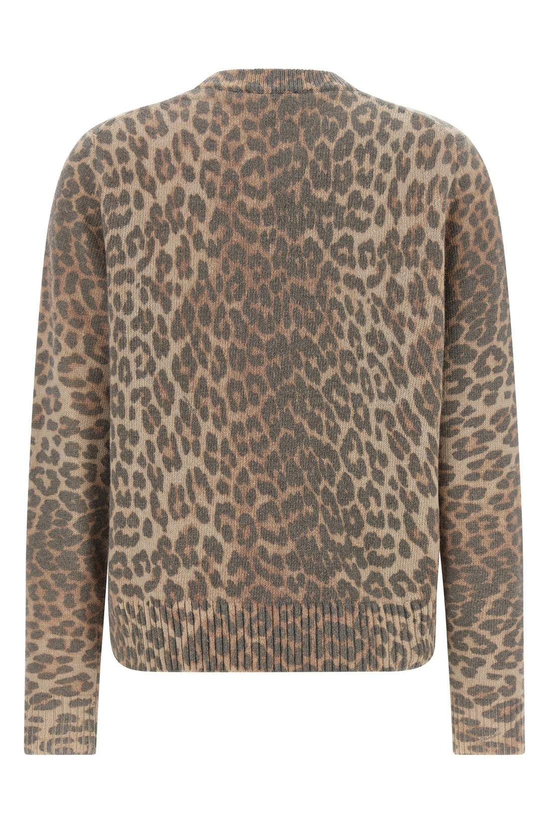 GANNI L leopard print wool blend sweater