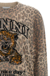 leopard print wool blend sweater