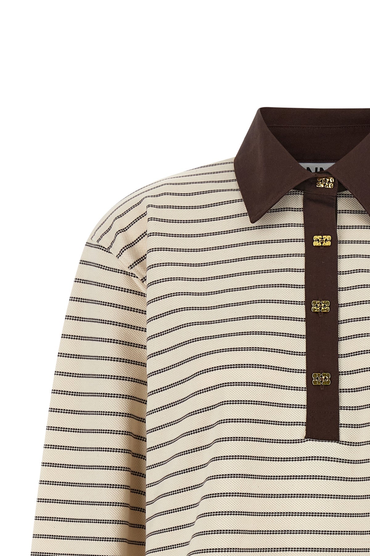 the long-sleeved polo shirt ganni redefines casual dress codes through meticulou
