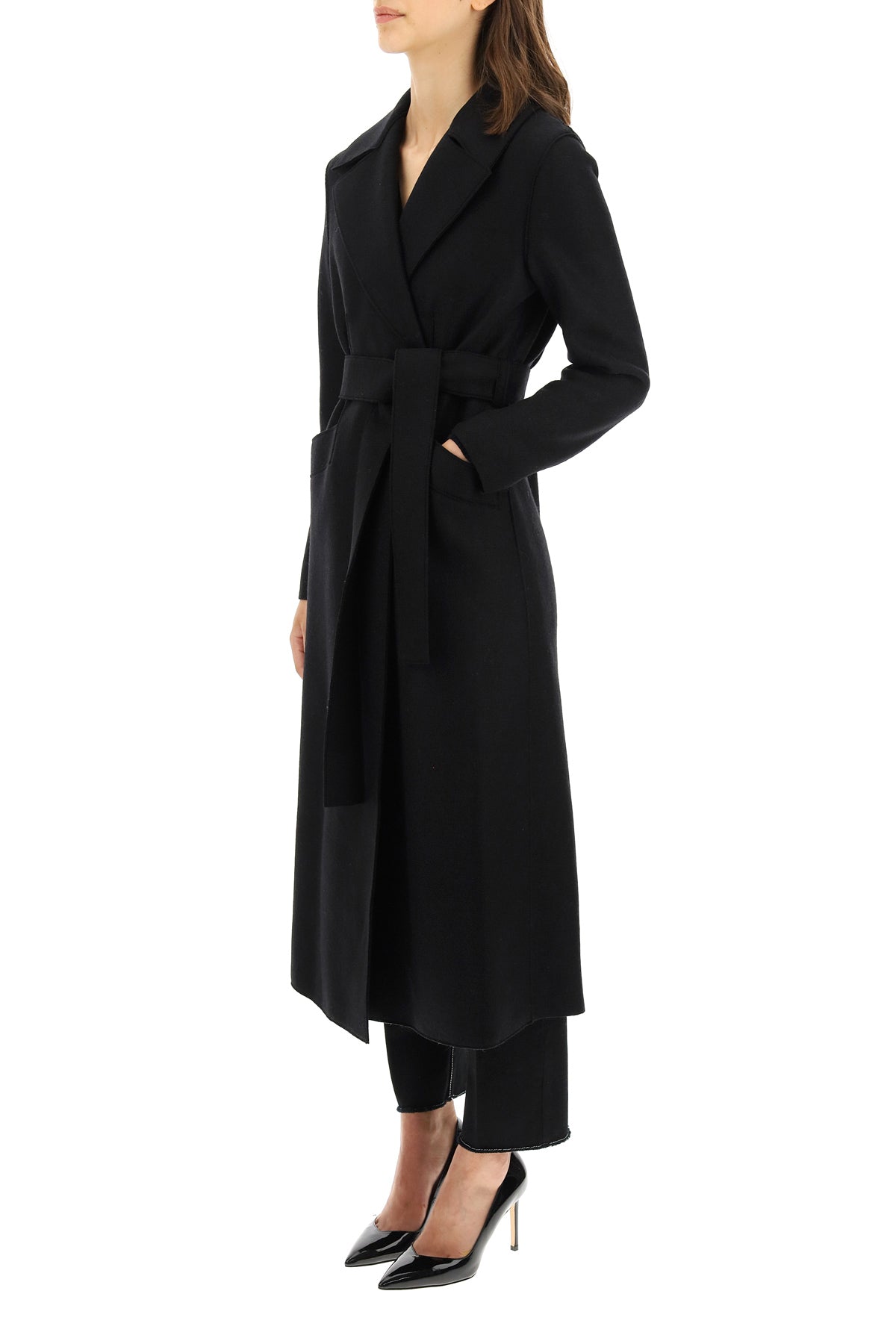 long coat in pressed wool