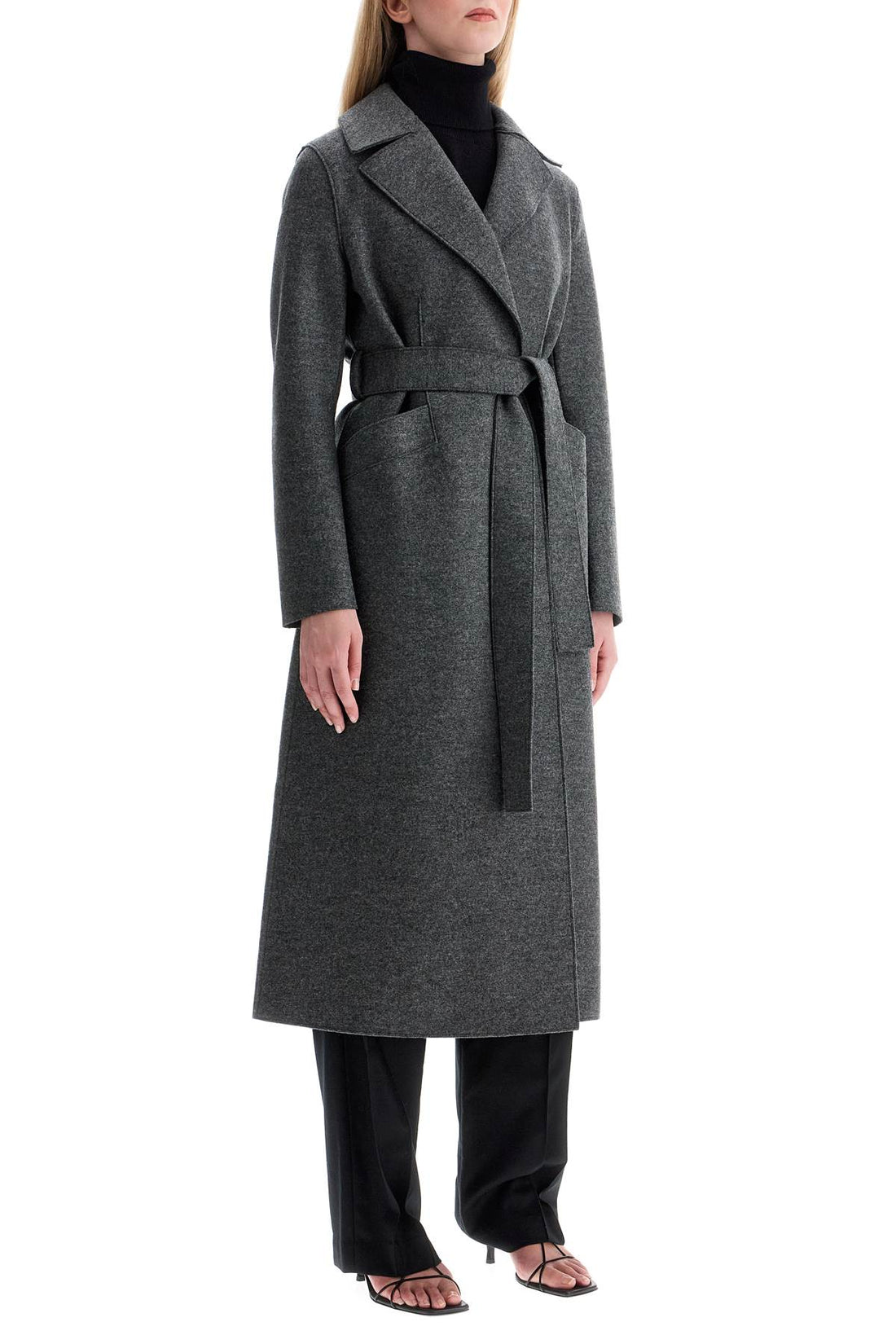 long coat in pressed wool