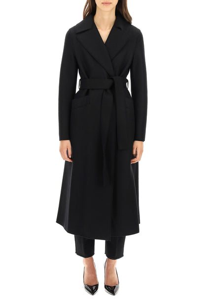 long coat in pressed wool