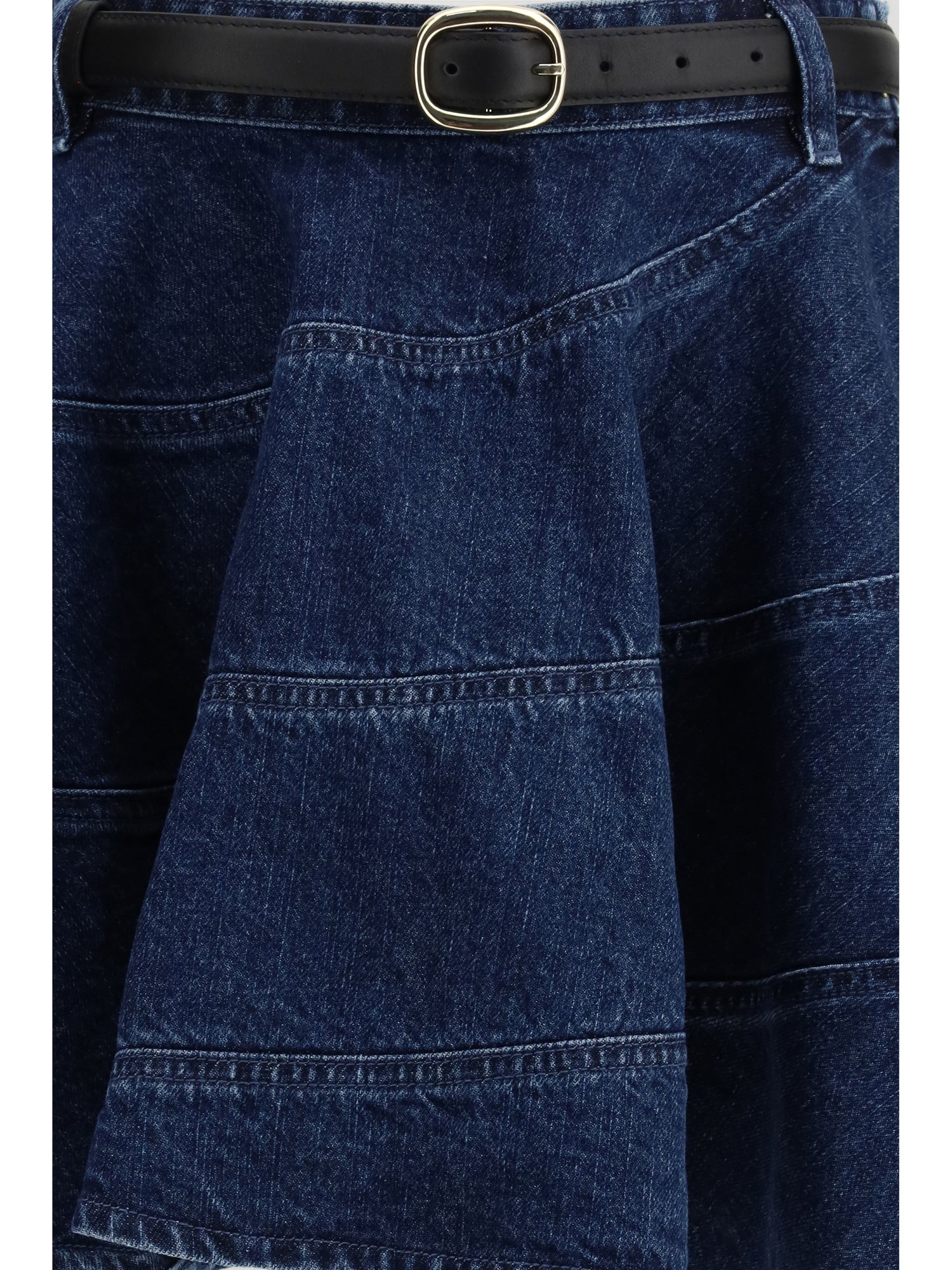 SELF-PORTRAIT 10 flared denim mini skirt