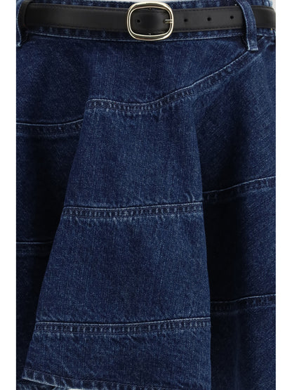 SELF-PORTRAIT 10 flared denim mini skirt