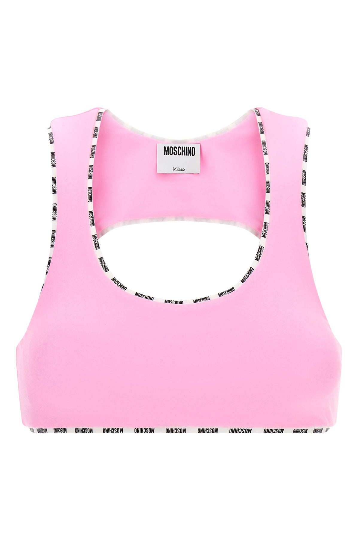 the moschino sporty top defines a tight fit through an essential and dynamic c