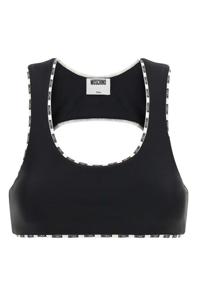 the sporty top moschino stands out for its slim silhouette and an essential de