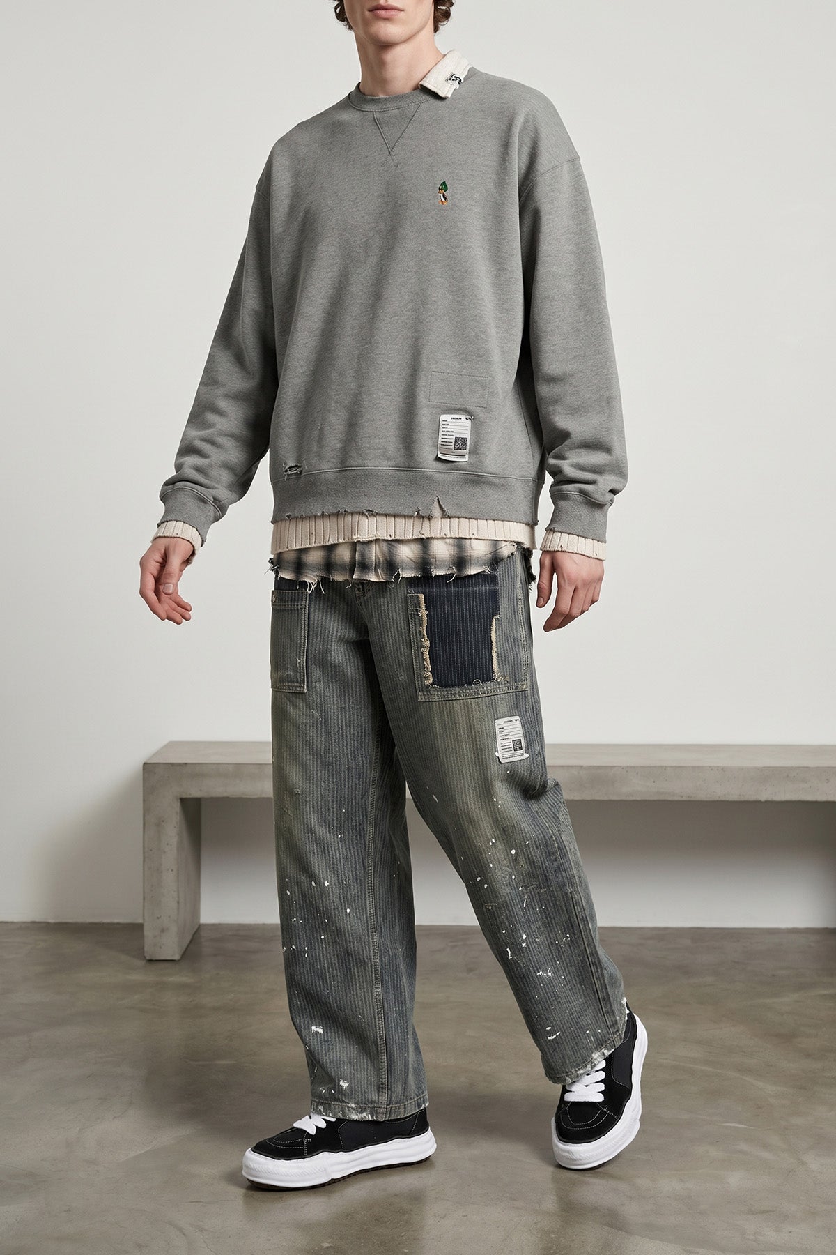 eric sneakers in suede and cotton canvas