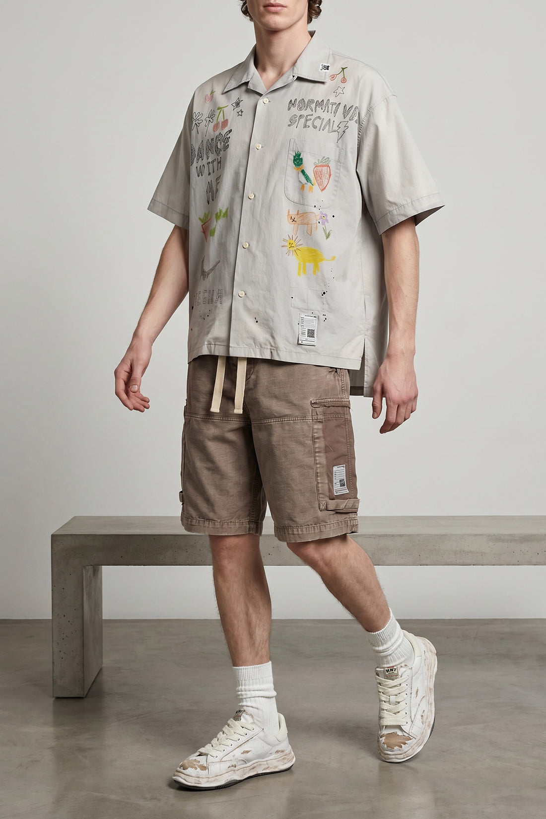 MAISON MIHARA YASUHIRO 40 charles aged-effect cotton canvas sneakers