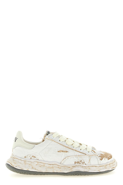 charles aged-effect cotton canvas sneakers