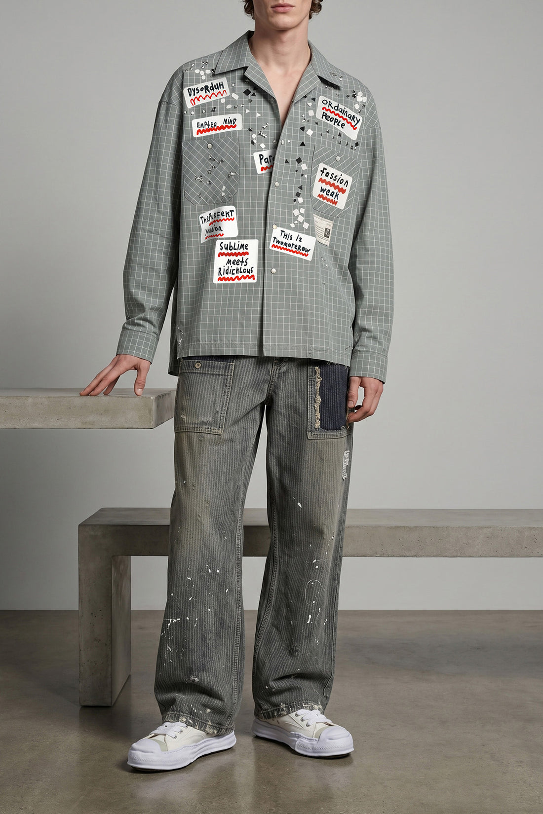 MAISON MIHARA YASUHIRO 46 patterned checked cotton shirt