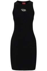 black ribbed viscose dress with wide neckline