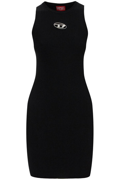 black ribbed viscose dress with wide neckline