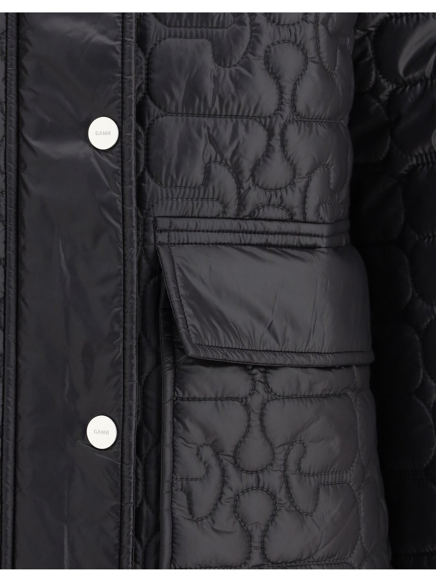 GANNI XXS-XS glossy finish down jacket 