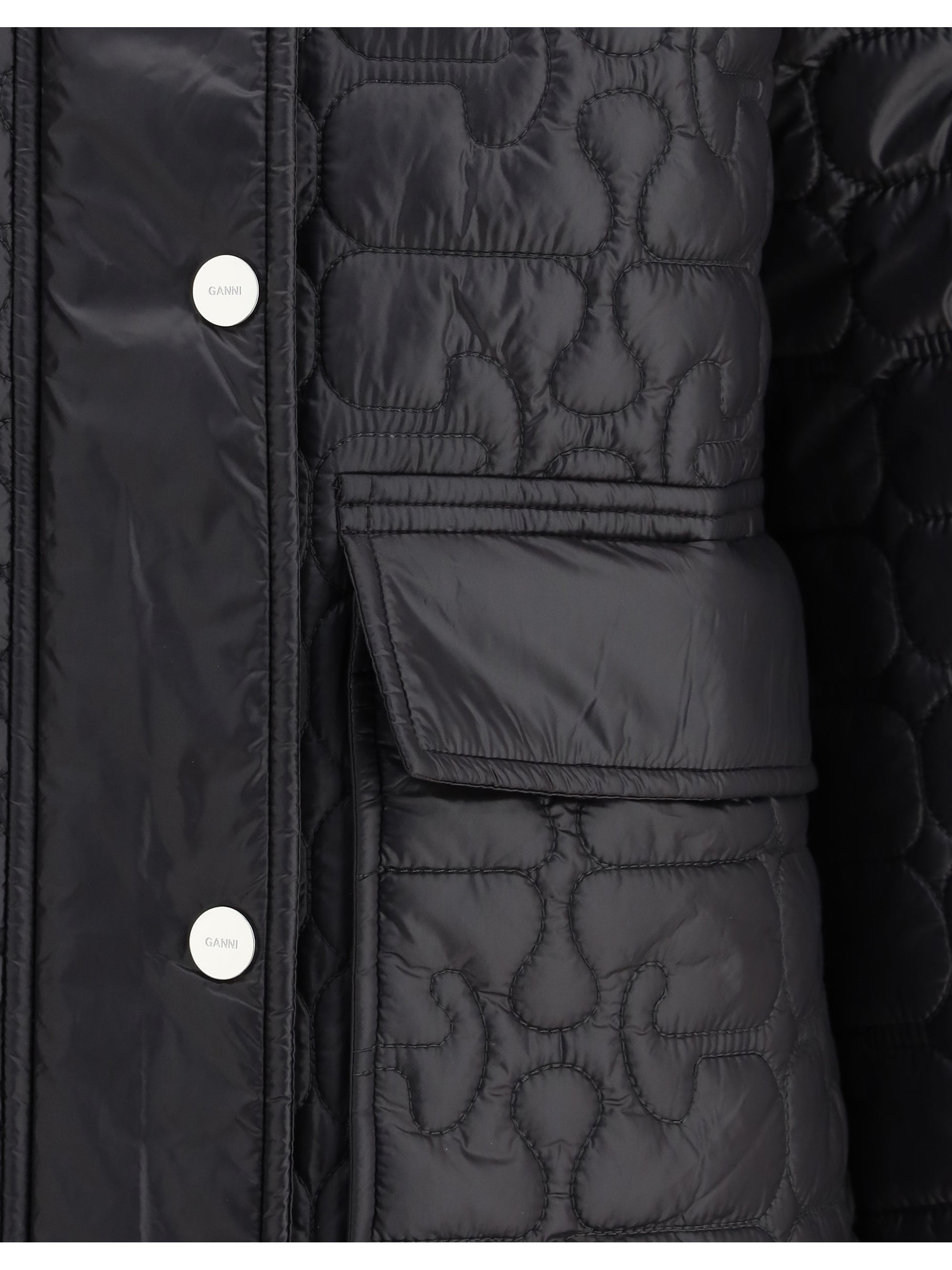 GANNI XXS-XS glossy finish down jacket 