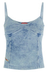 t-ony delavé denim-effect stretch jersey top