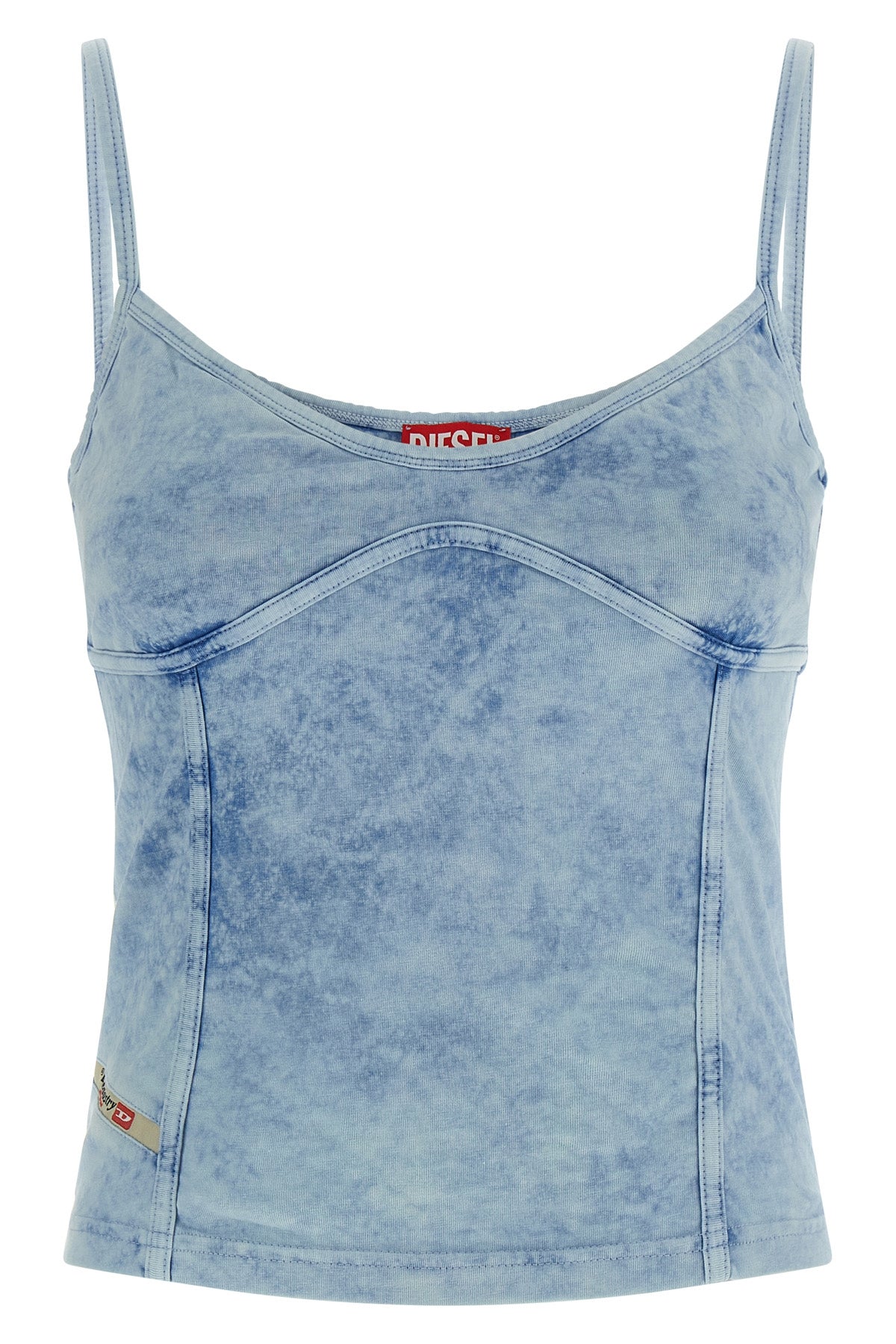 t-ony delavé denim-effect stretch jersey top