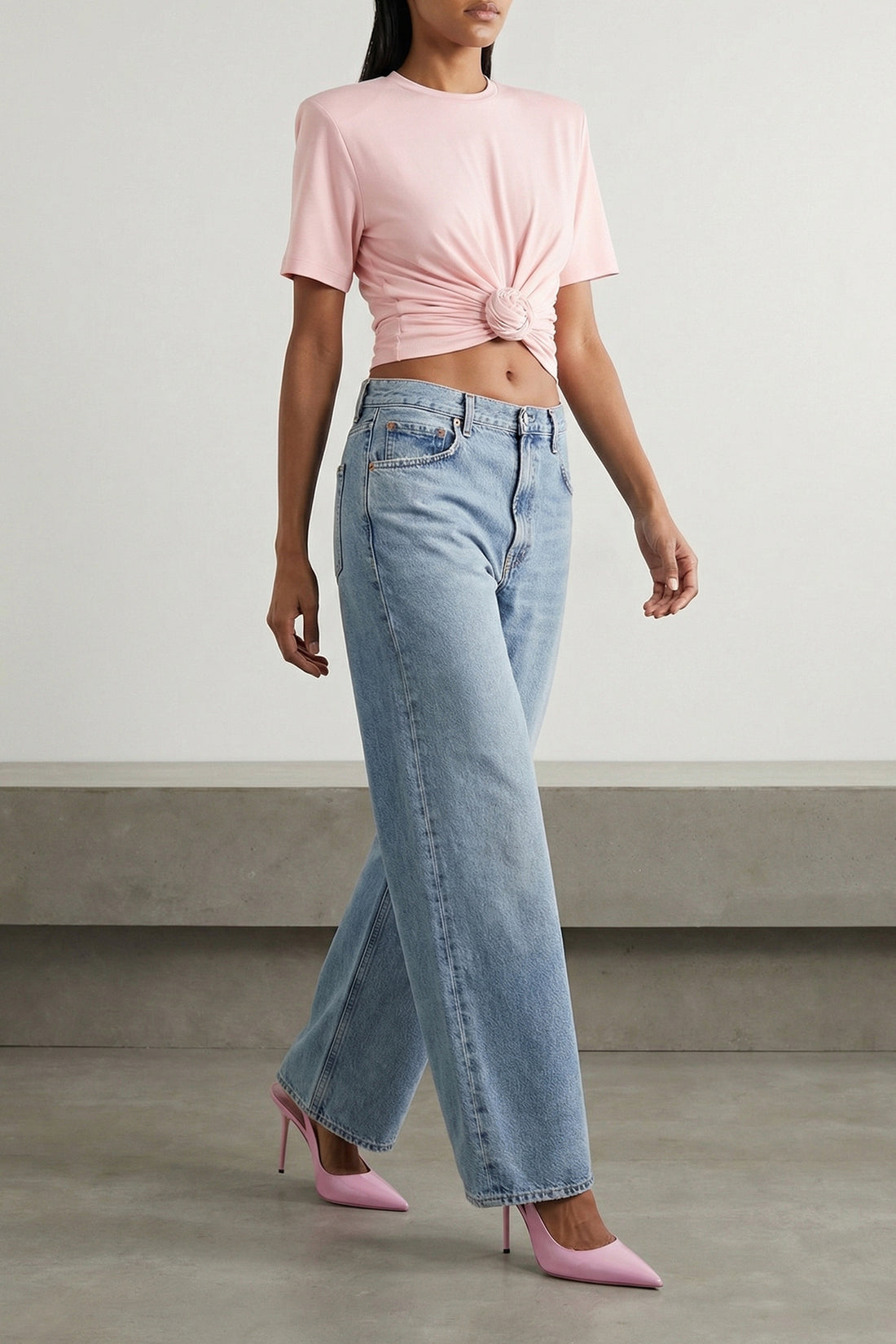 AGOLDE 26 low curve vintage marbled light indigo denim jeans
