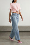 low curve vintage marbled light indigo denim jeans