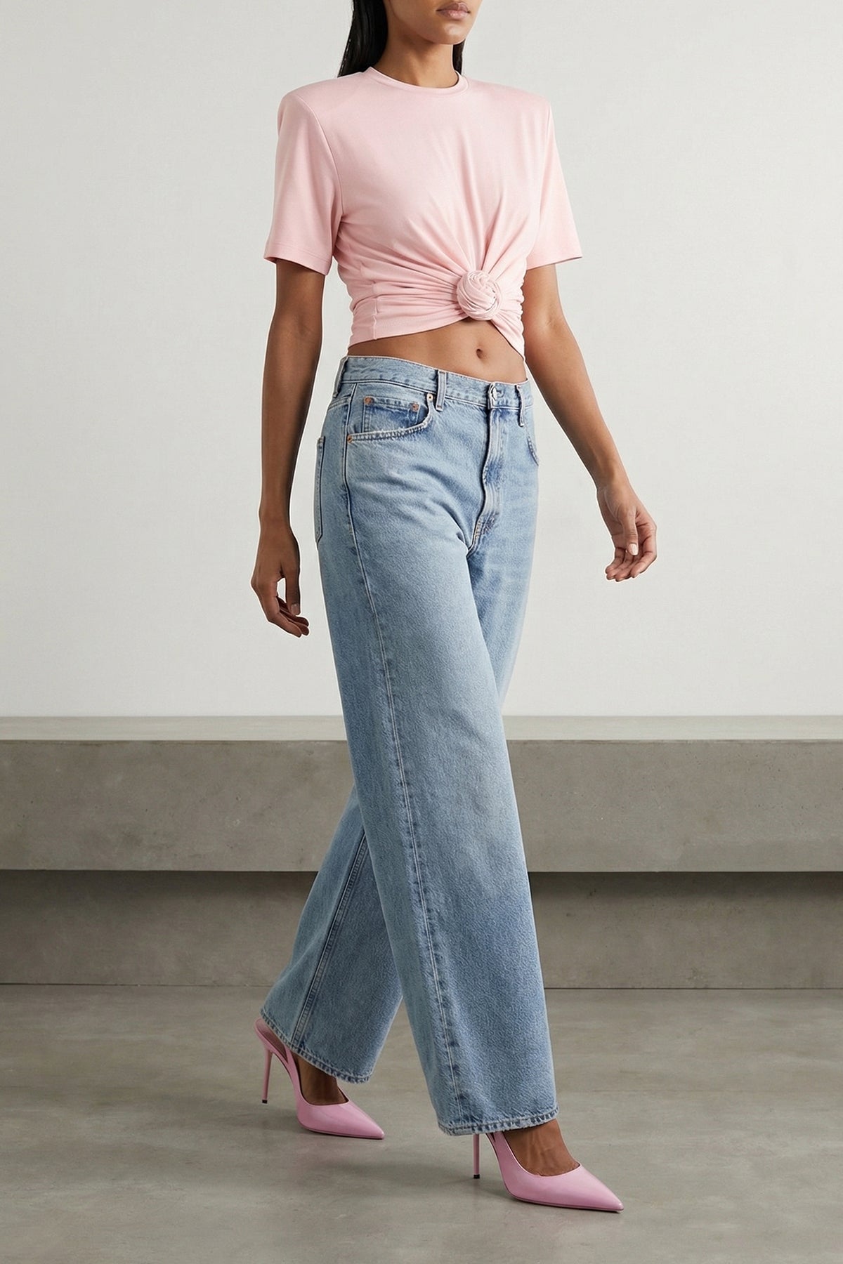 low curve vintage marbled light indigo denim jeans