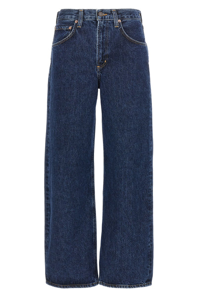 low curve medium waist denim jeans in indigo cotton