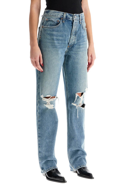 relaxed straight fit kelly used effect jeans