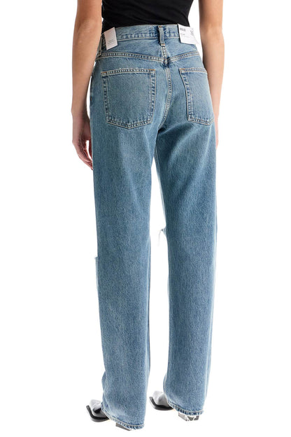 relaxed straight fit kelly used effect jeans