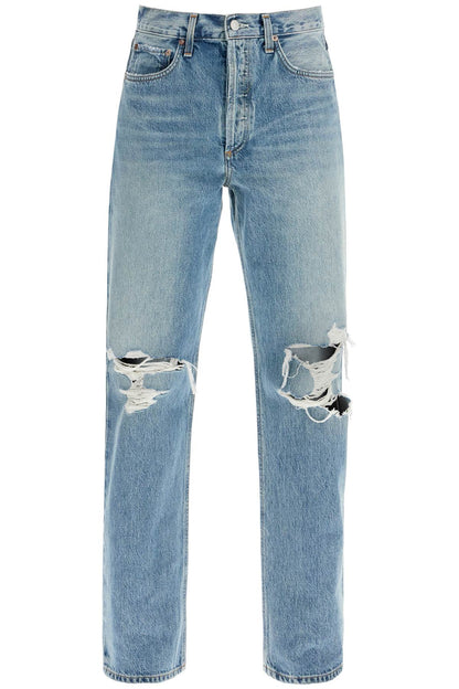 relaxed straight fit kelly used effect jeans