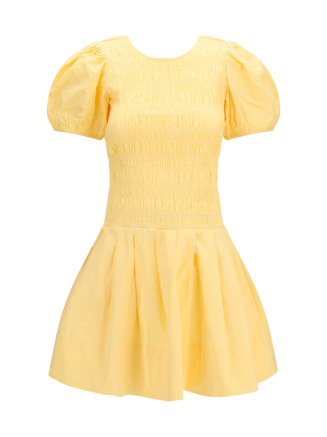 GANNI 34 stretch cotton mini dress with balloon sleeves