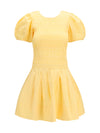 stretch cotton mini dress with balloon sleeves