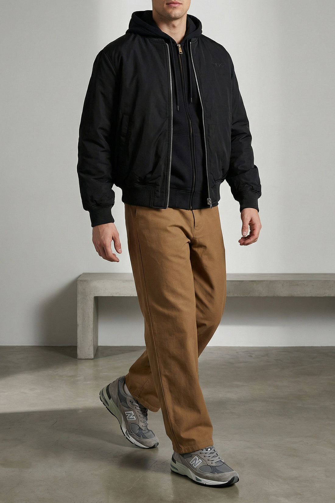 DIESEL 48 w-type-d1 reversible bomber jacket in padded nylon satin