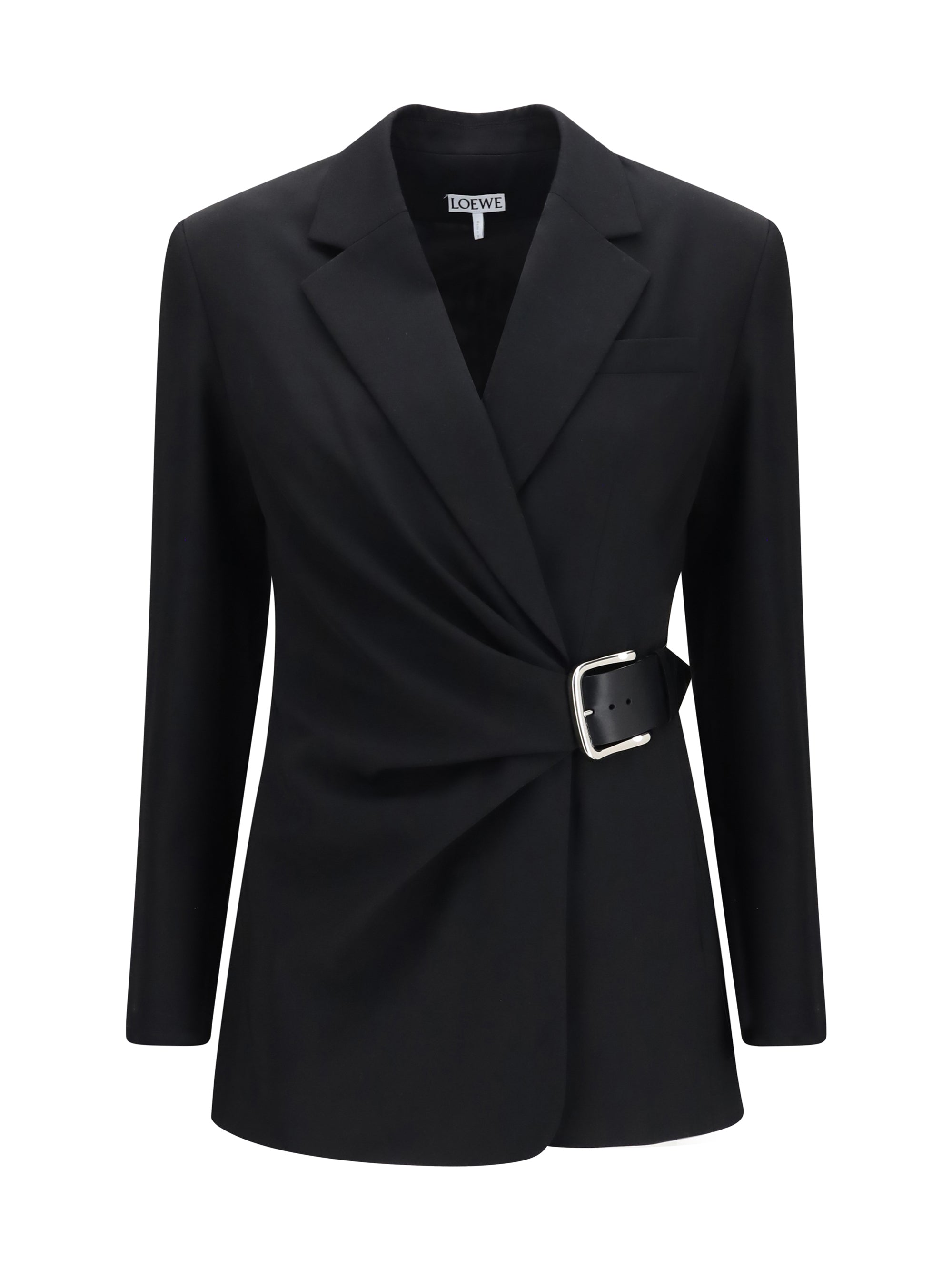 draped wool jacket with belt
