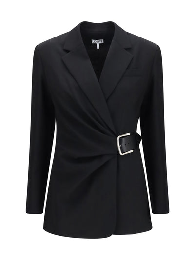 draped wool jacket with belt