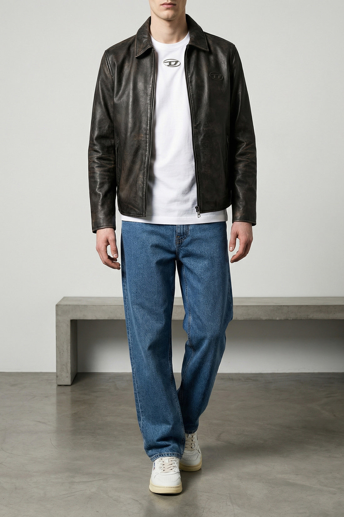 DIESEL 50 l-amar-wrd jacket in dyed used-effect leather