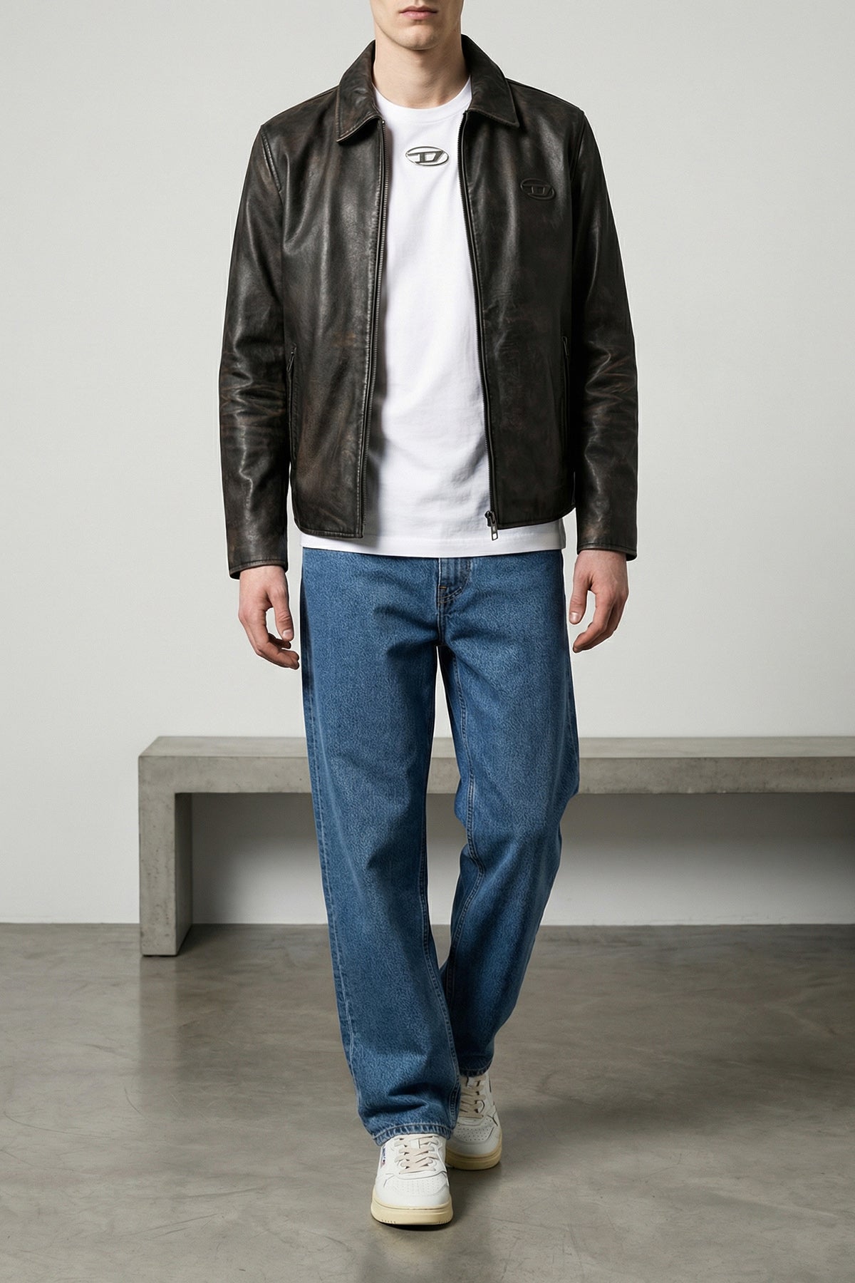 l-amar-wrd jacket in dyed used-effect leather