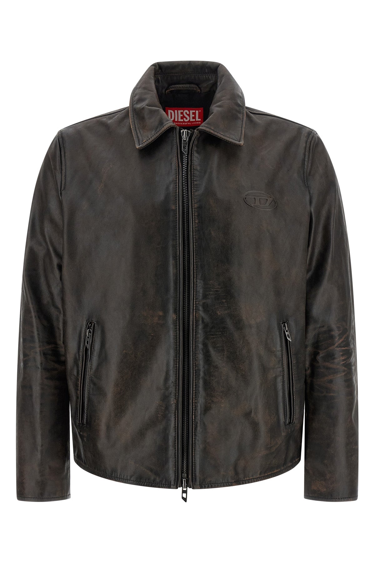 l-amar-wrd jacket in dyed used-effect leather