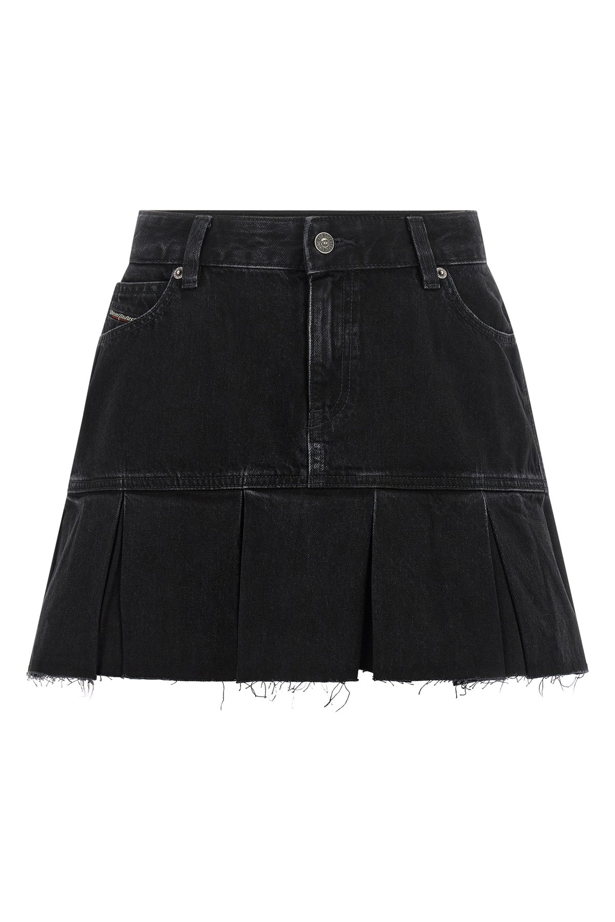 the de-reen diesel mini skirt redefines casual codes through a structured low-