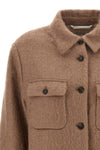 the peserico hazelnut-colored overshirt stands out for a material and enveloping