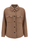 the peserico hazelnut-colored overshirt stands out for a material and enveloping