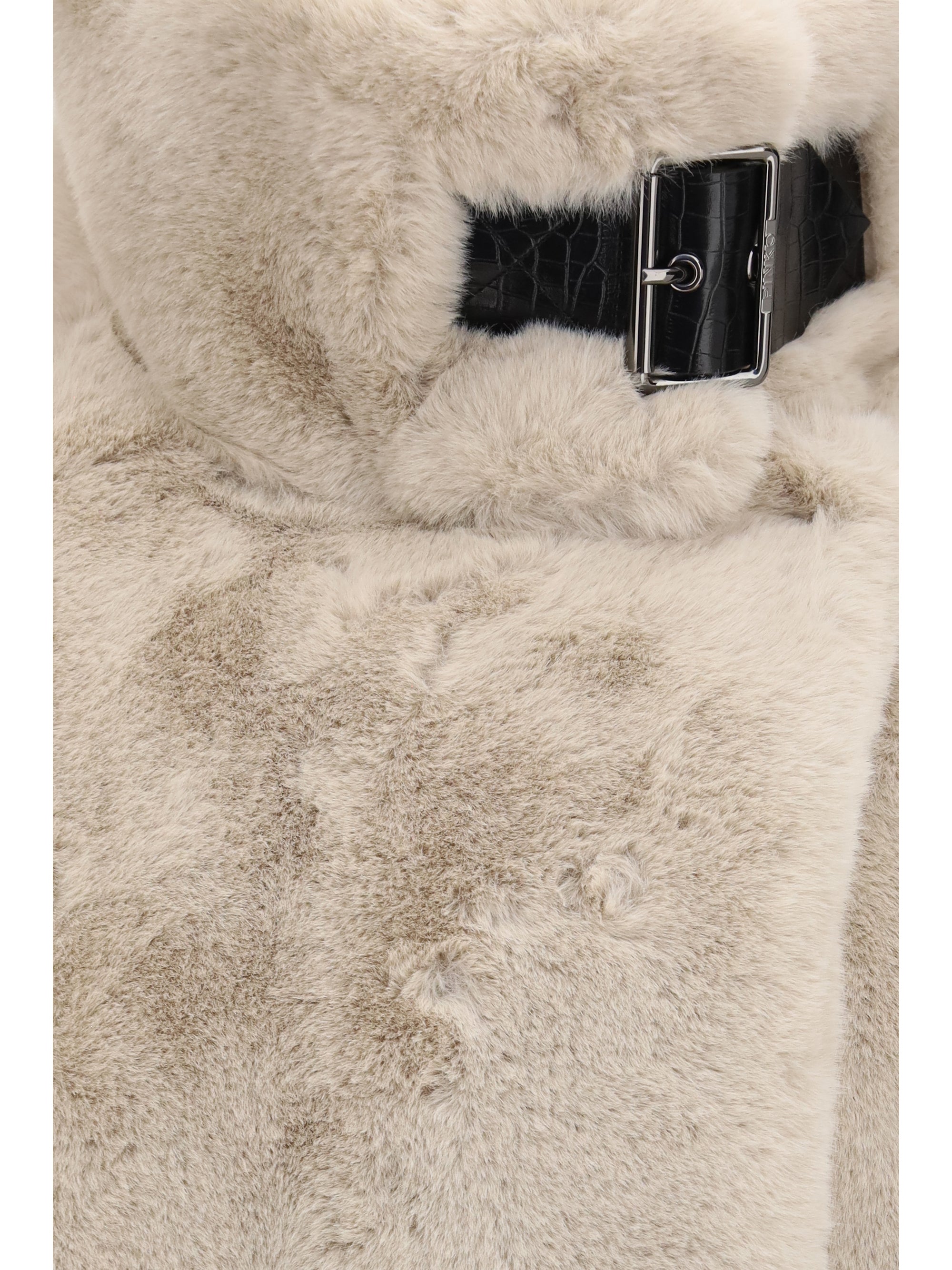 faux fur jacket with buckle