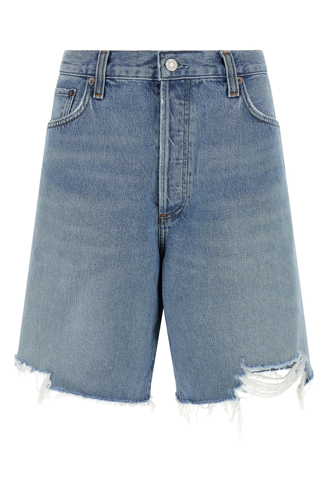 AGOLDE 27 indra vintage marbled indigo denim bermuda shorts