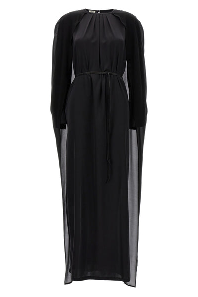 silk cape dress